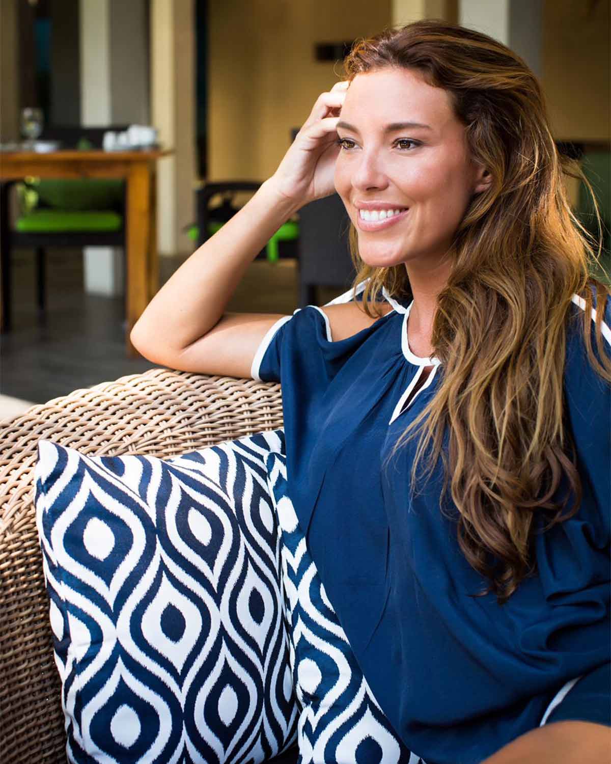 Cannes Outdoor Cushion Cover - Navy