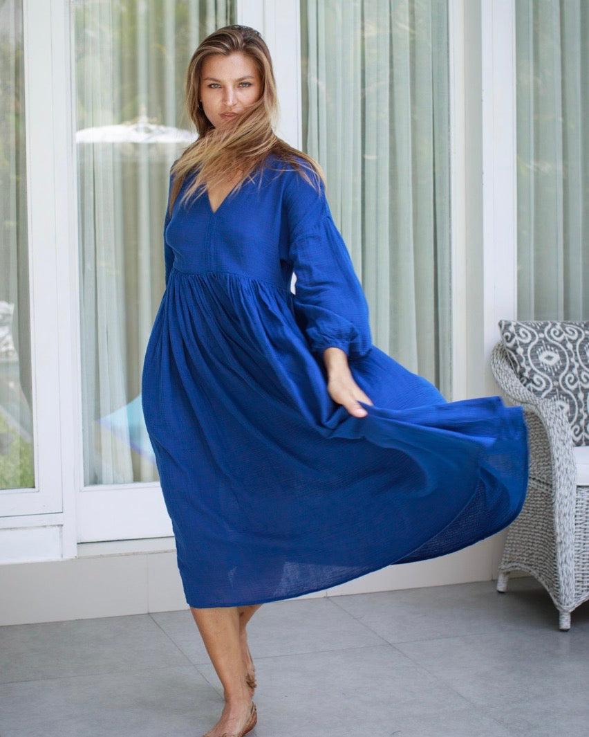 Pearla Dress - Indigo Cotton