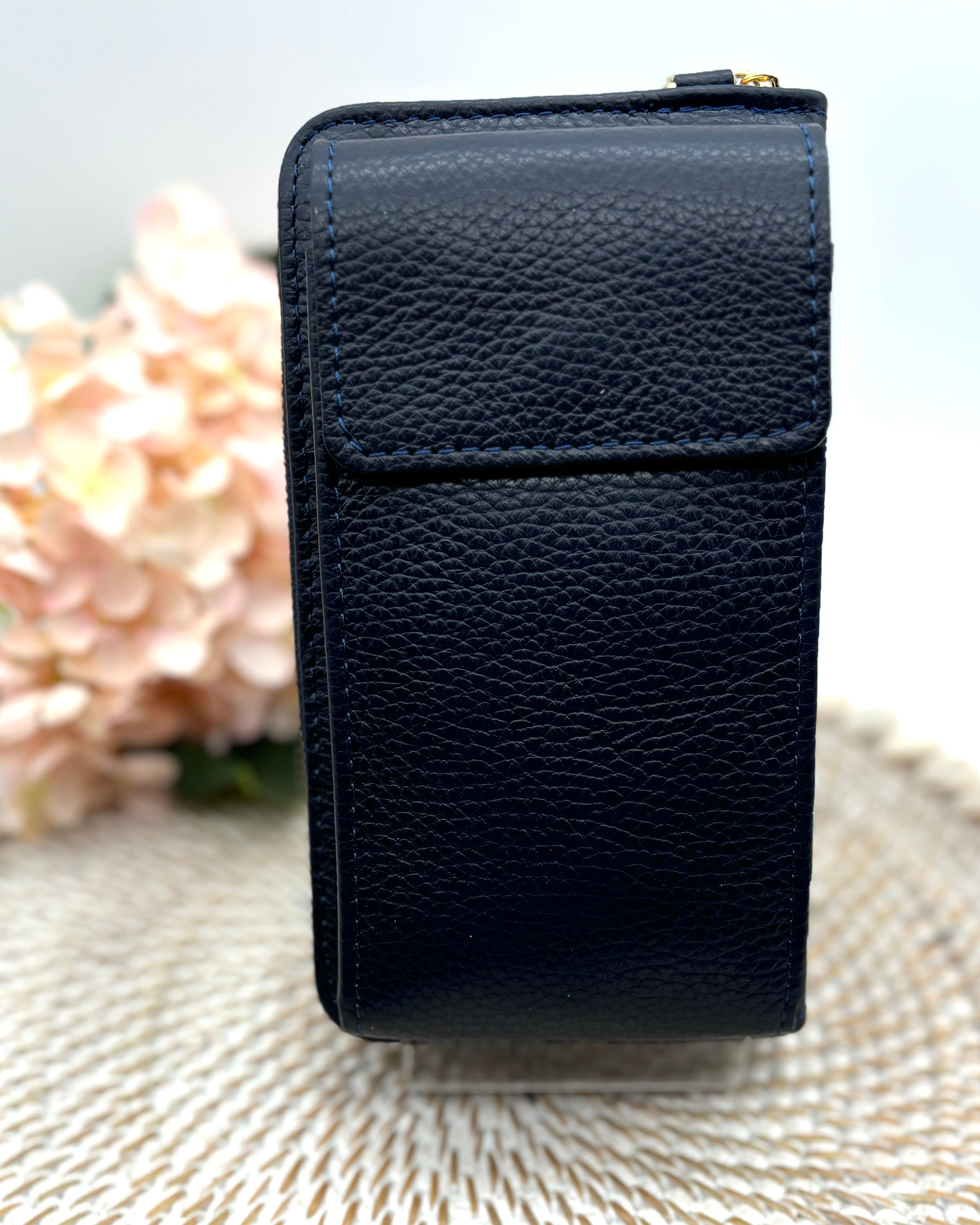 Navy Cross Body Phone Wallet