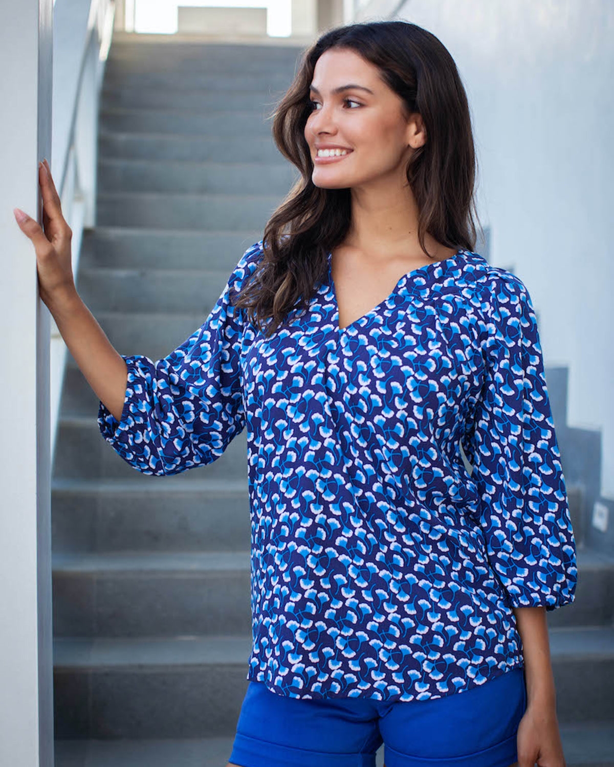 Pippa Top - Navy Ginkgo