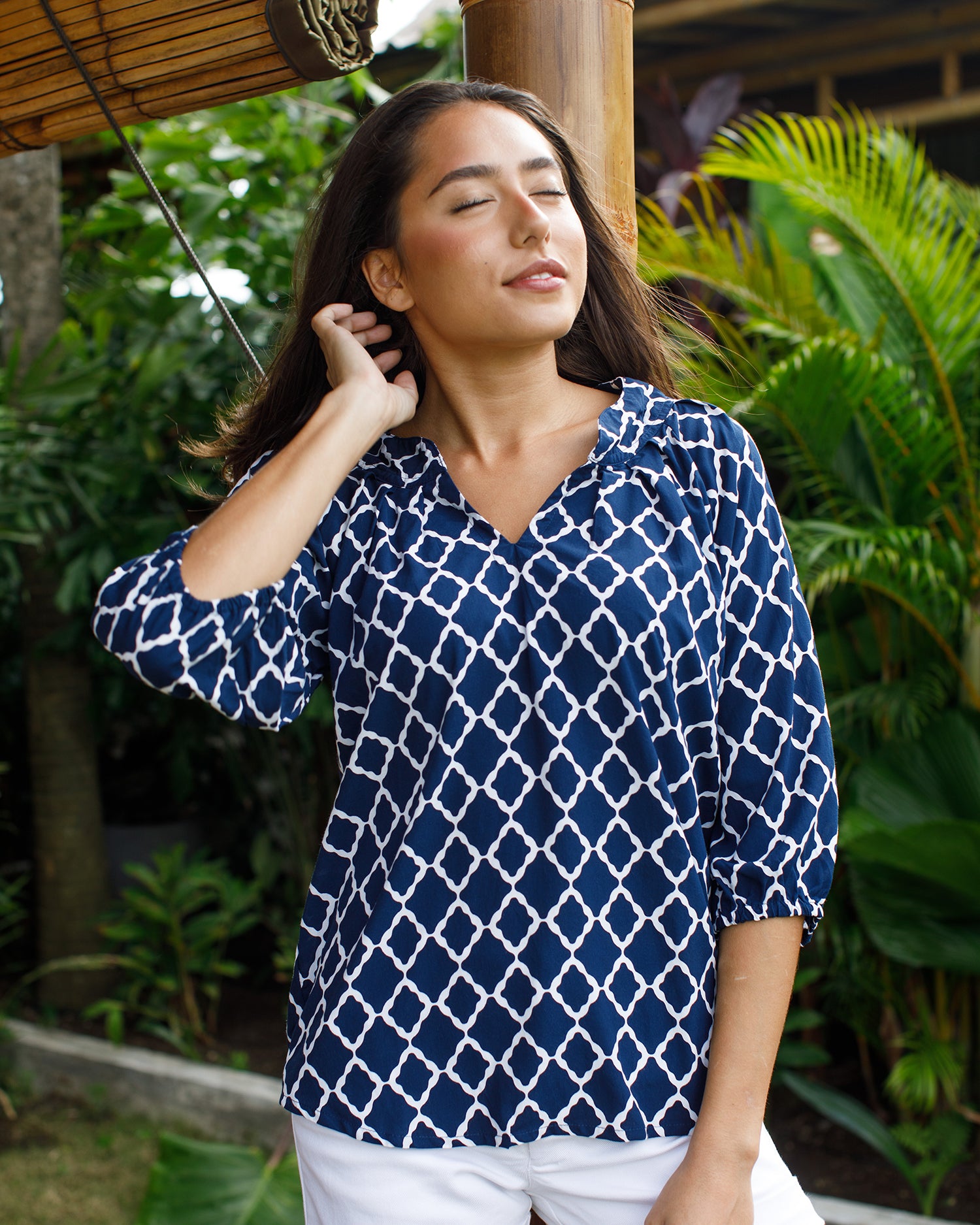 Pippa Top - Navy/White Marquis