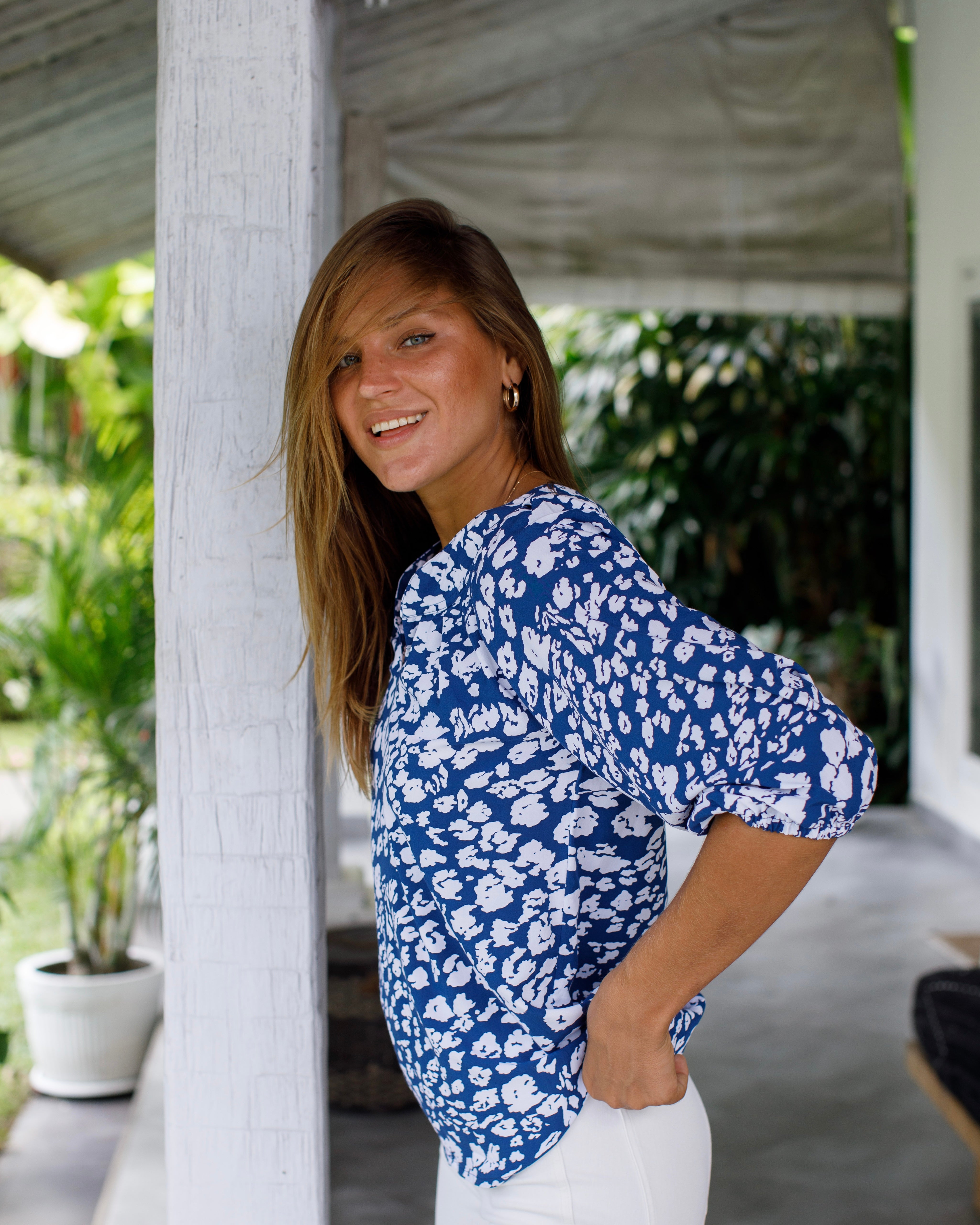 Pippa Top - Navy/White Leopard