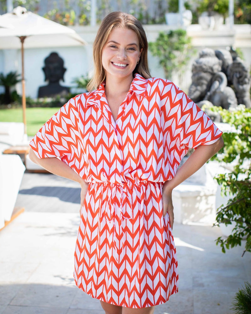 Priya Dress - Chevron Orange