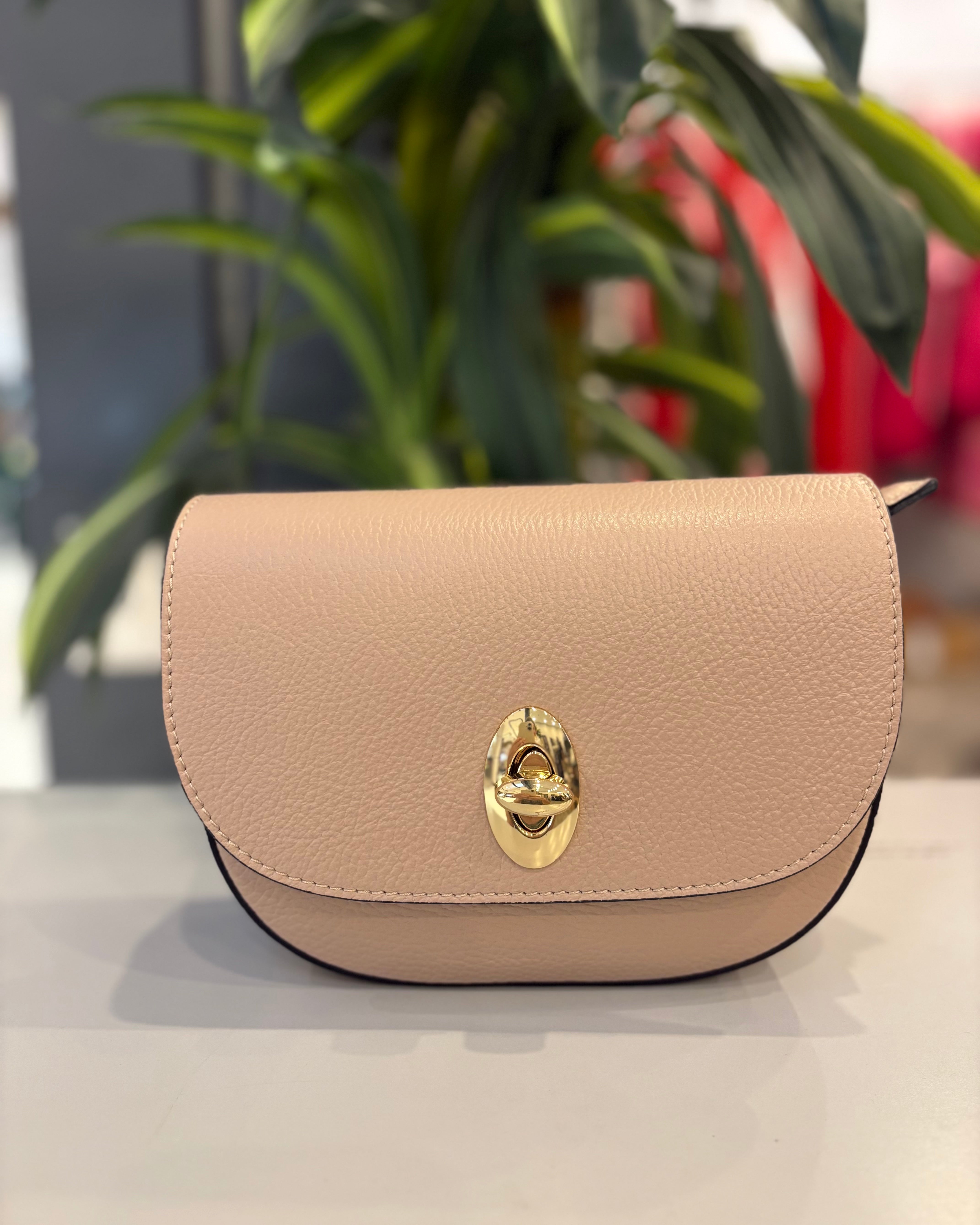 Puglia Leather Saddle Bag - Nude