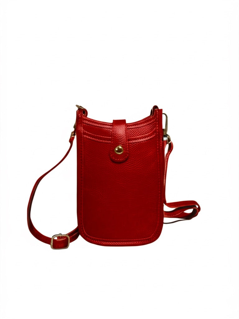 Cortona Leather Phone Bag -Red