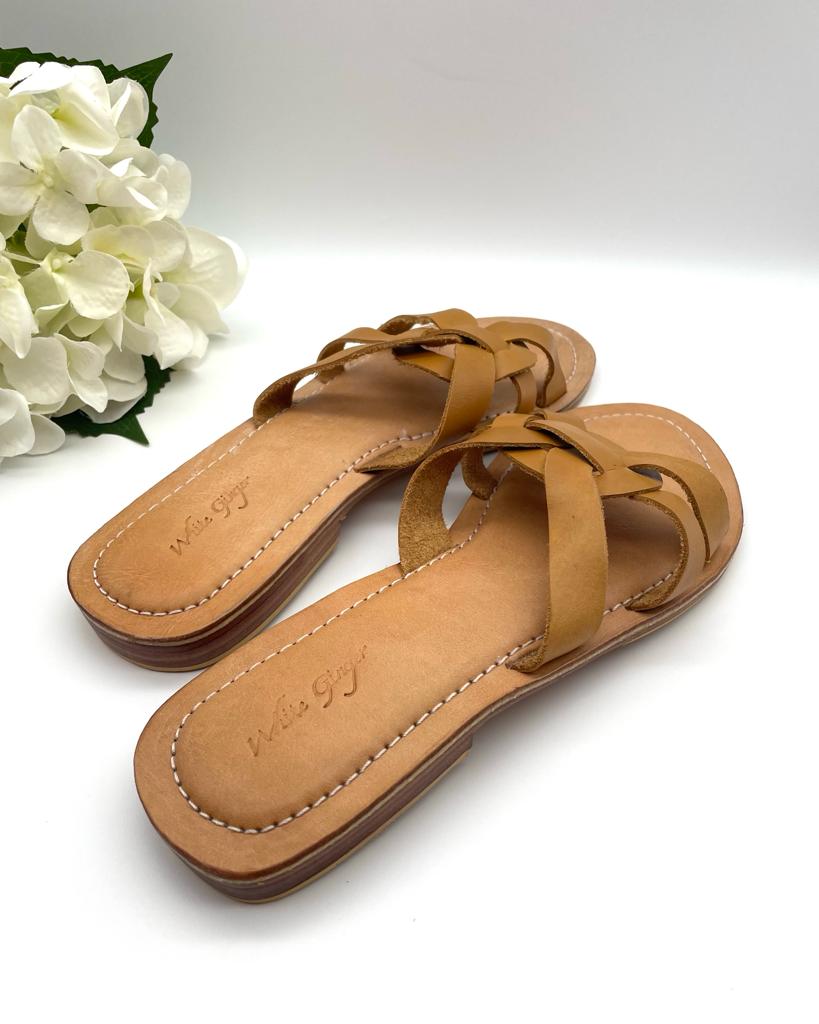 Rhodes Tan Leather Sandals