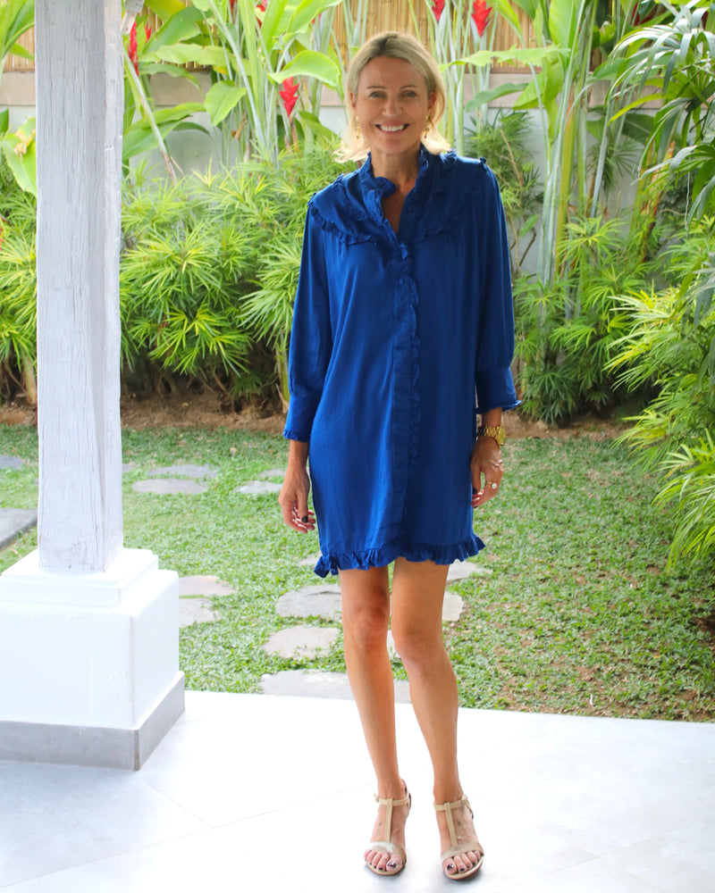 Sandra Dress - Midnight Blue Bamboo Satin