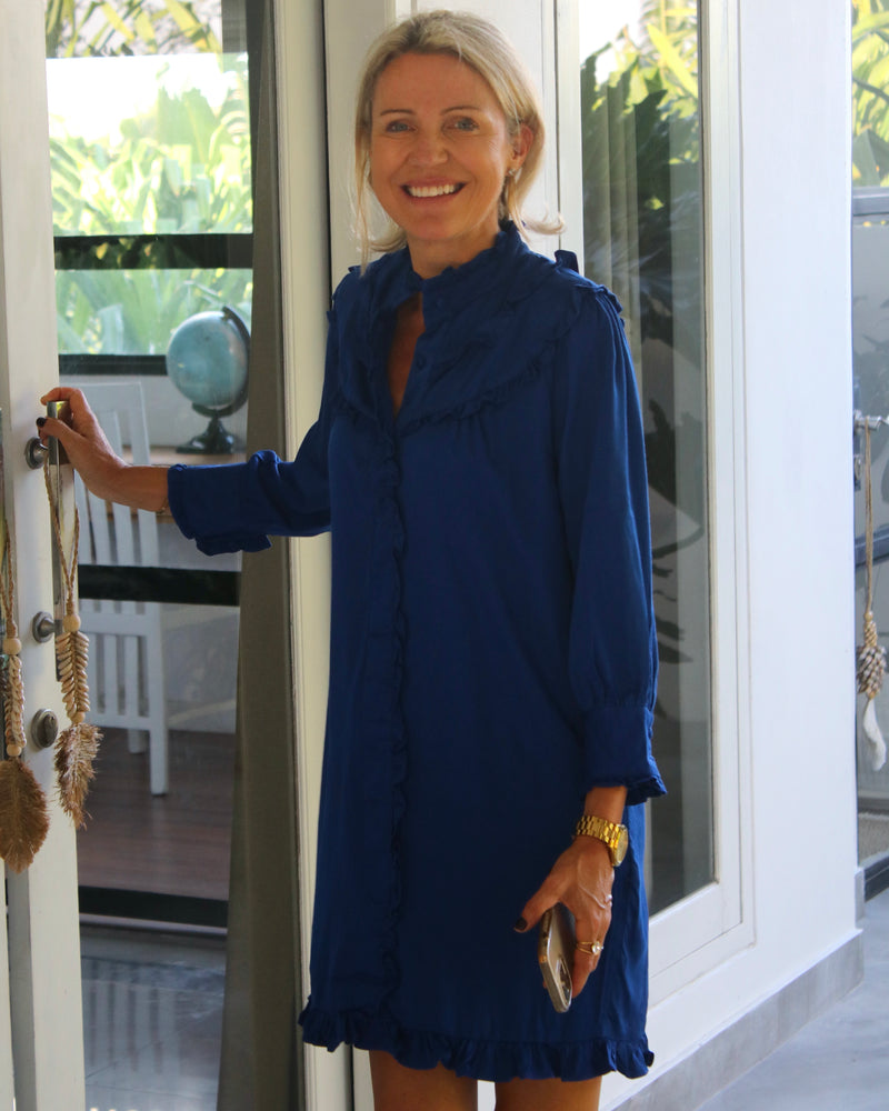 Sandra Dress - Midnight Blue Bamboo Satin