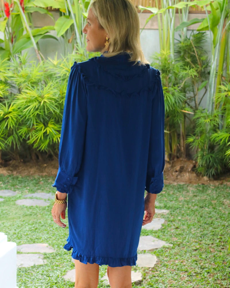 Sandra Dress - Midnight Blue Bamboo Satin