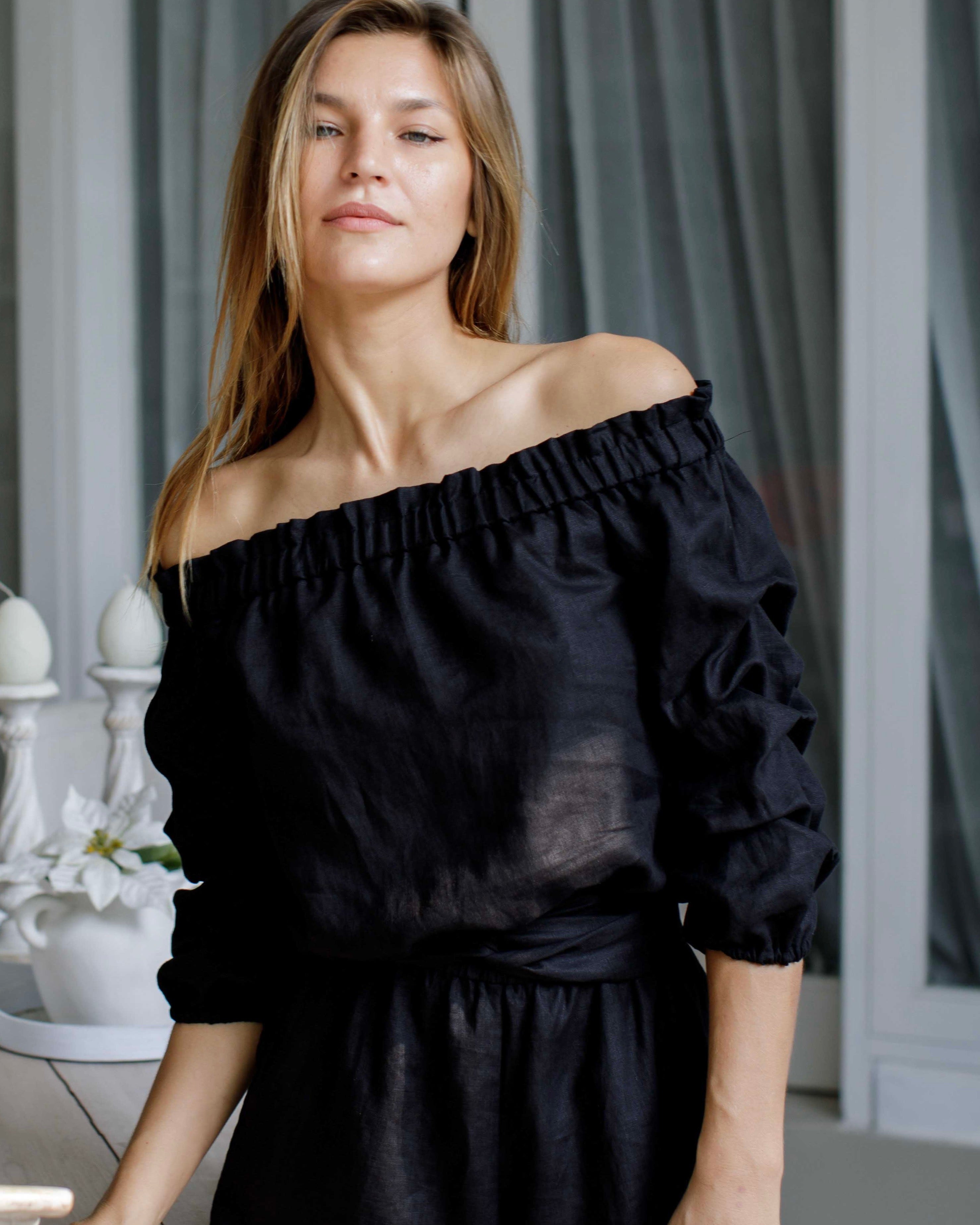 Sarina Playsuit - Black Linen