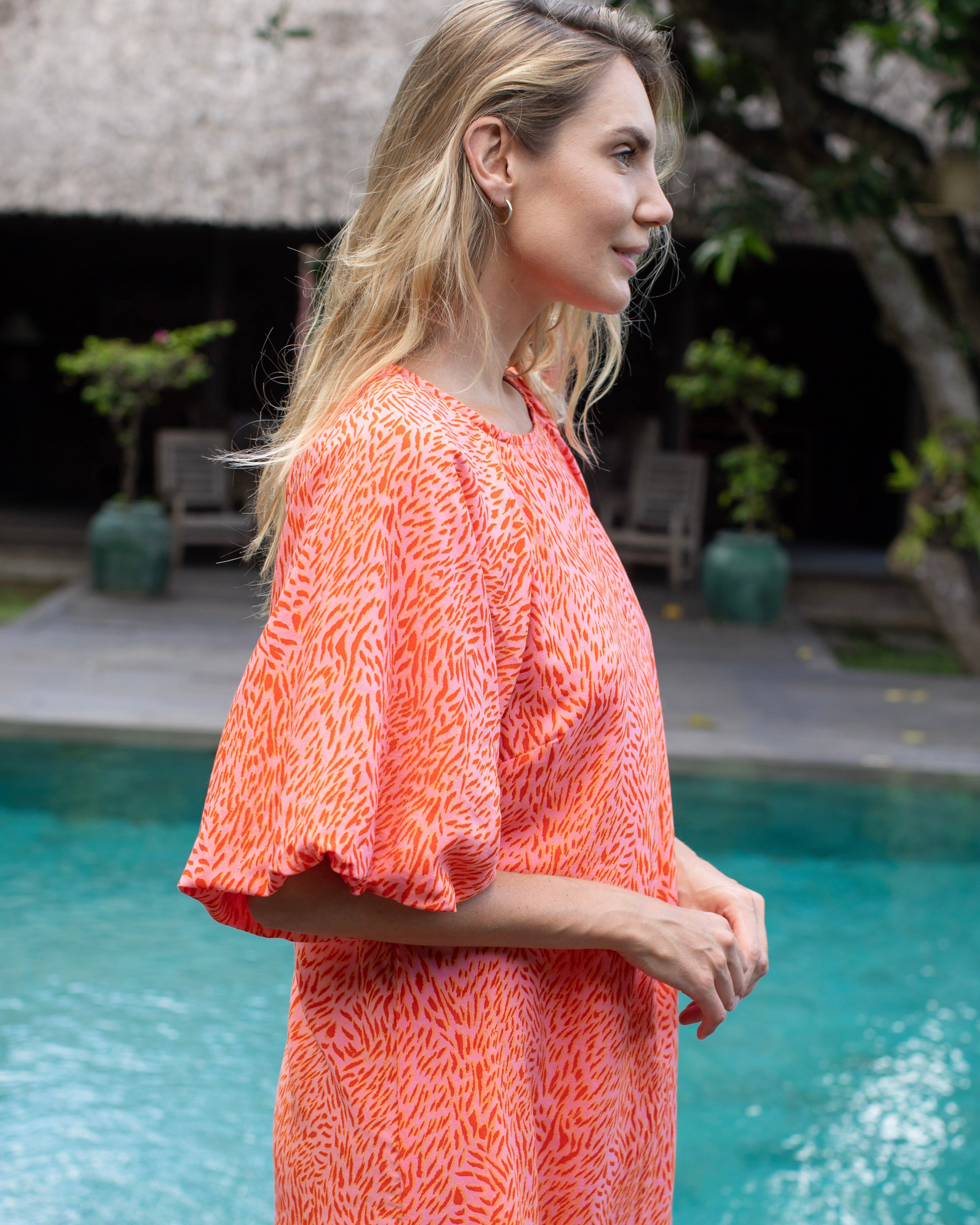 Savannah Dress - Red Small Tiger