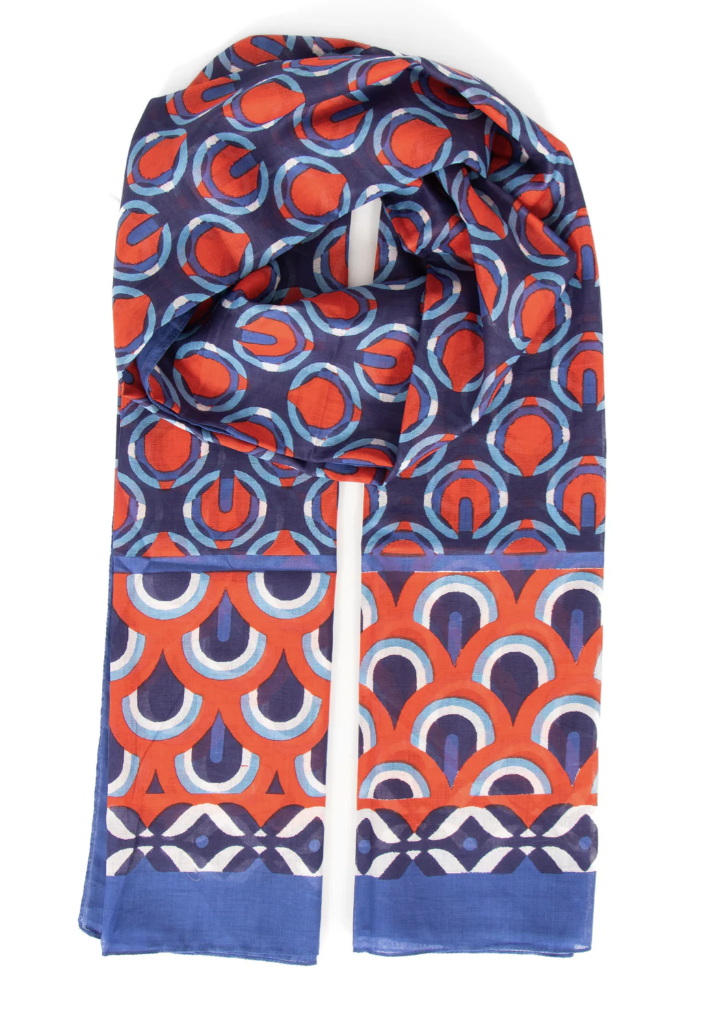 Navy/Red Dahlia Scarf