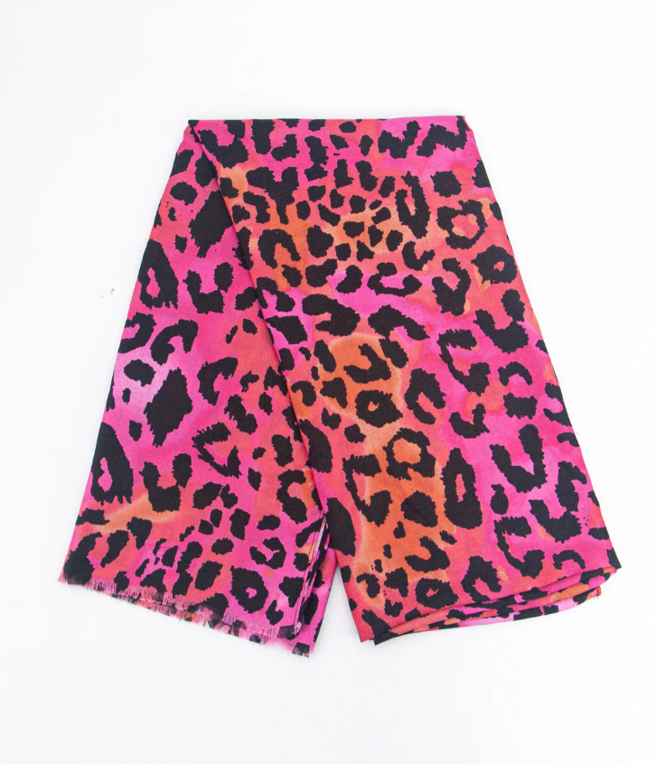 Fuchsia/Orange Leopard Scarf