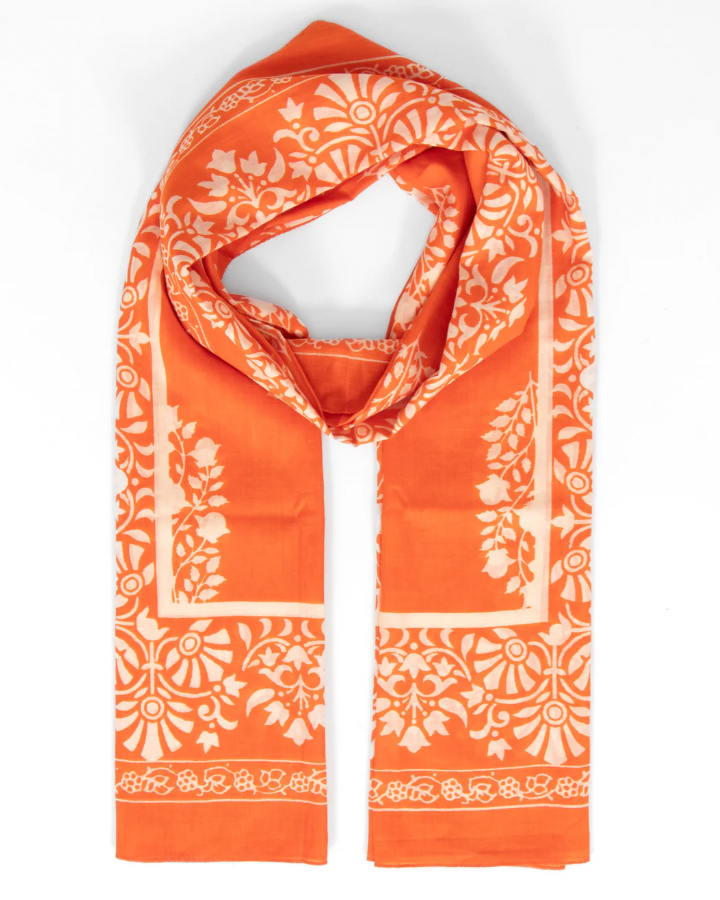 Orange/White Leaf Scarf
