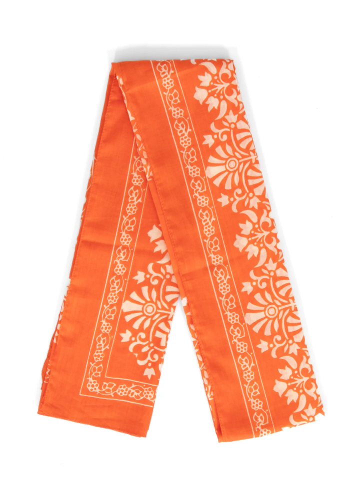 Orange/White Leaf Scarf