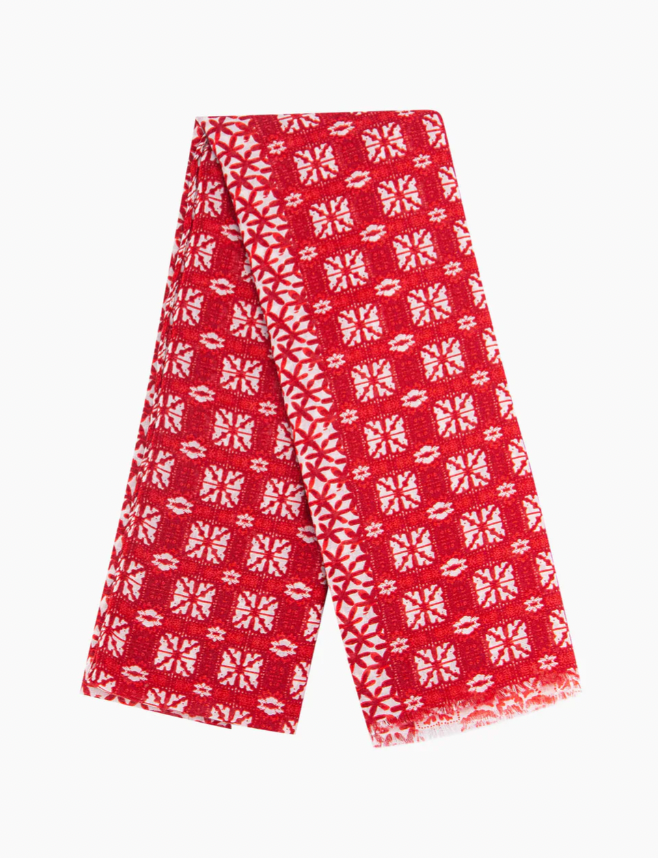 Red Floral Mosaic Scarf