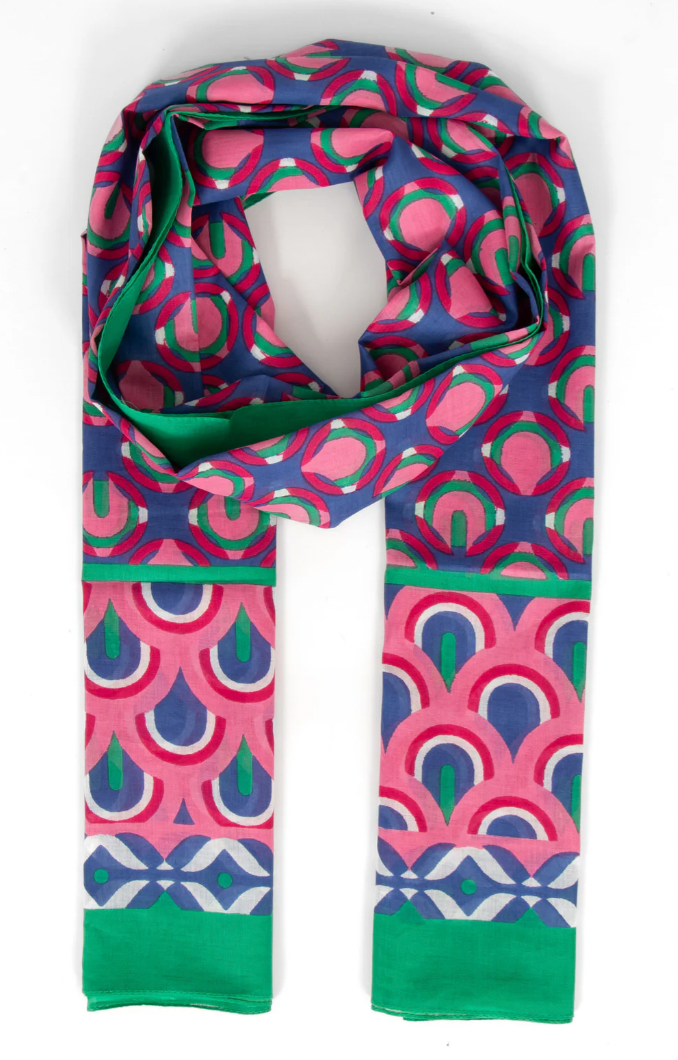 Green/Pink Dahlia Scarf