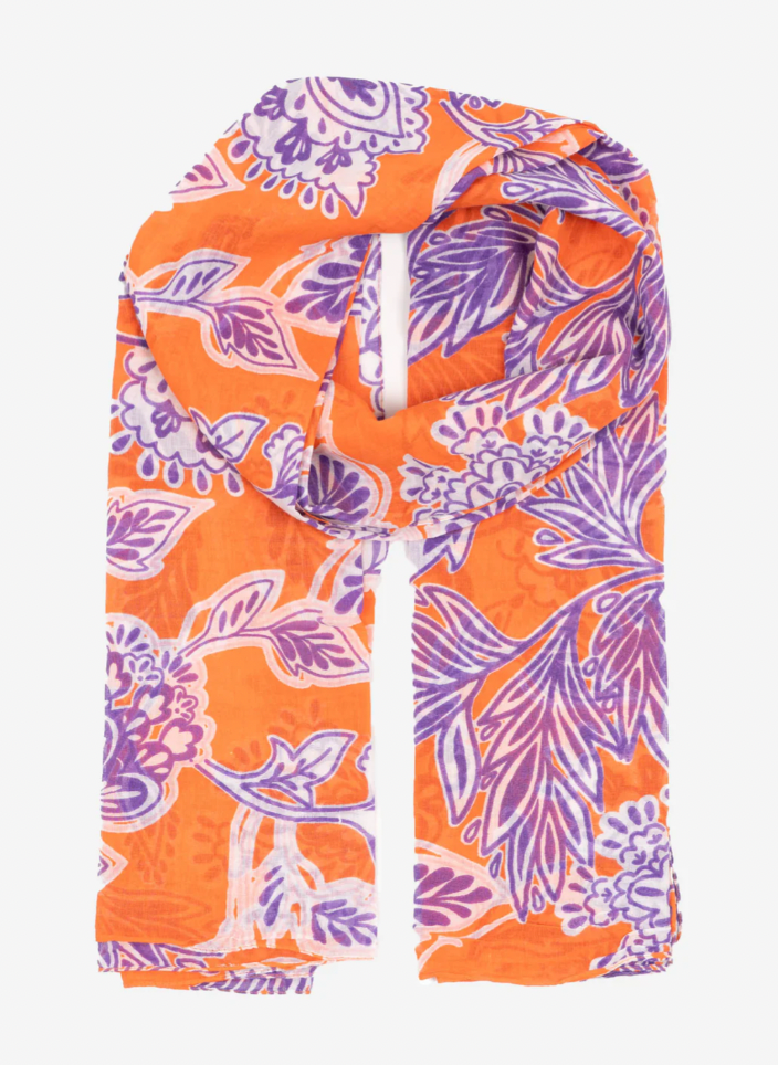 Purple/Orange Flower Burst Scarf