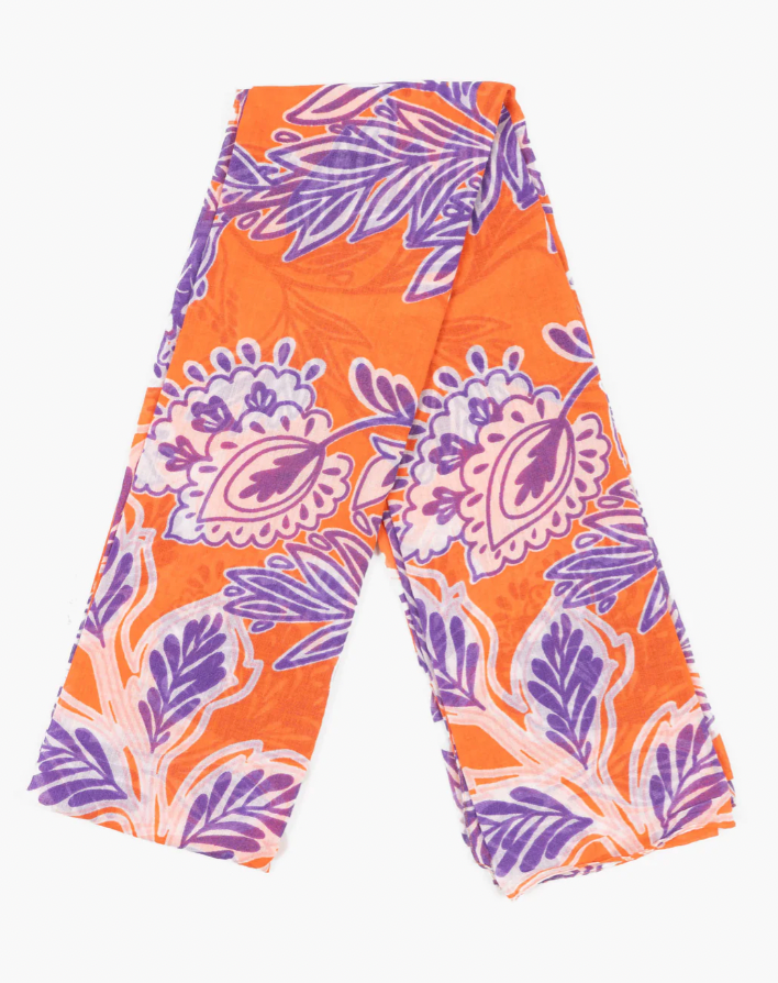 Purple/Orange Flower Burst Scarf