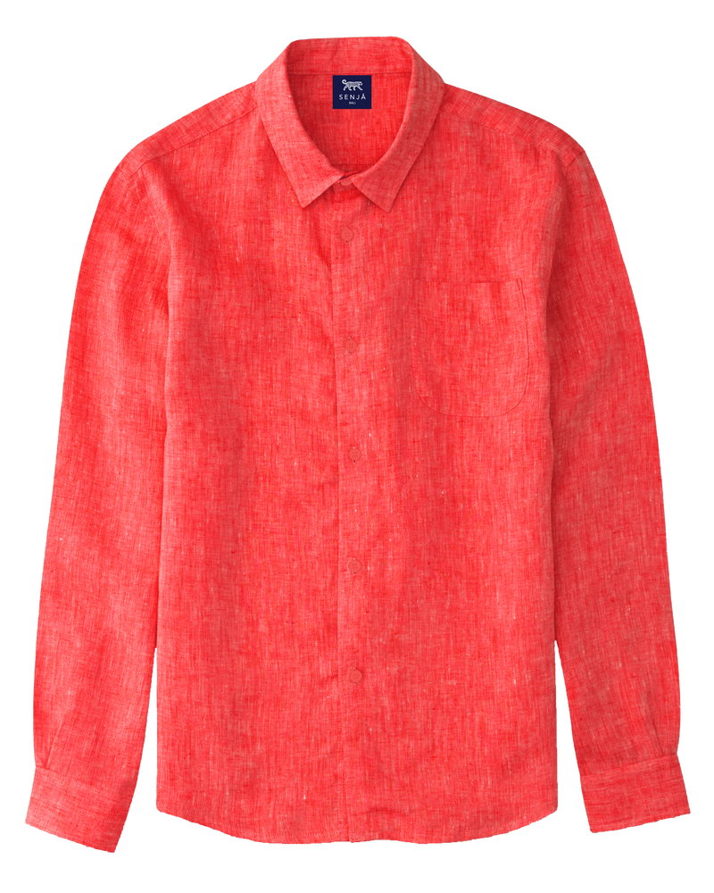 Mustique Men's Linen Shirt - Rouge