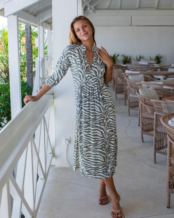 Sicily Dress - Khaki Zebra