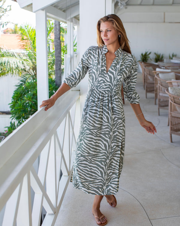 Sicily Dress - Khaki Zebra