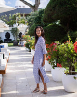Sicily Dress - Midnight Blue Large Maze