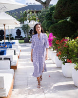 Sicily Dress - Midnight Blue Large Maze