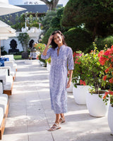 Sicily Dress - Midnight Blue Large Maze