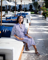 Sicily Dress - Midnight Blue Large Maze