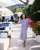 Sicily Dress - Midnight Blue Large Maze