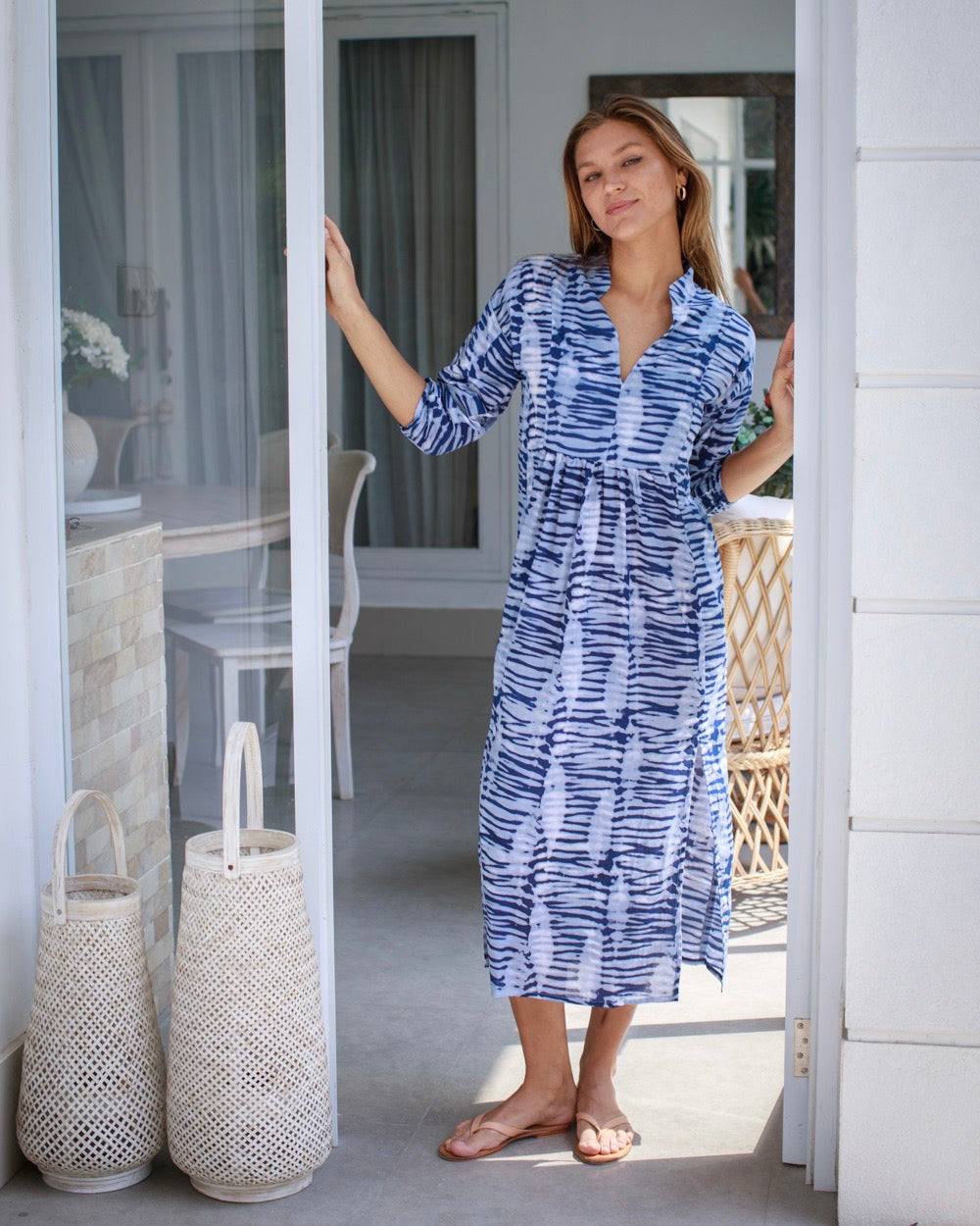 Sicily Dress - Navy Peg Tie Dye