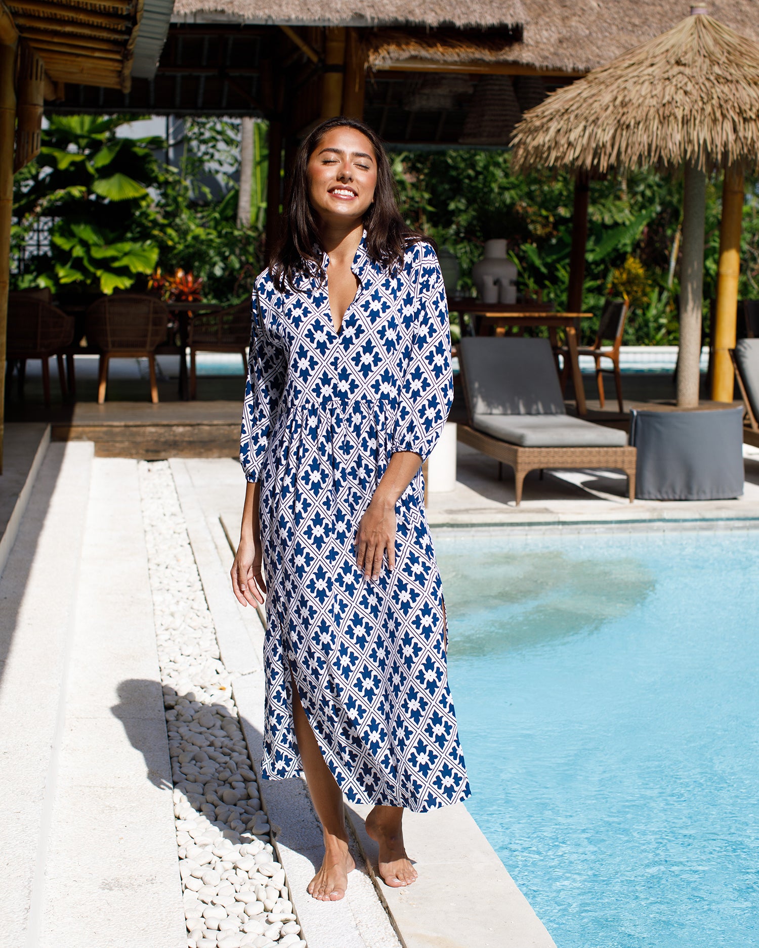 Sicily Dress - Navy Regency