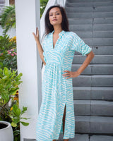 Sicily Dress - Turquoise Zebra