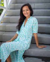 Sicily Dress - Turquoise Zebra