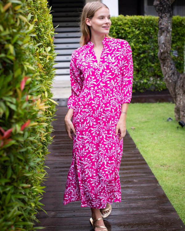 Sicily Dress - Fuchsia Exotic Fern