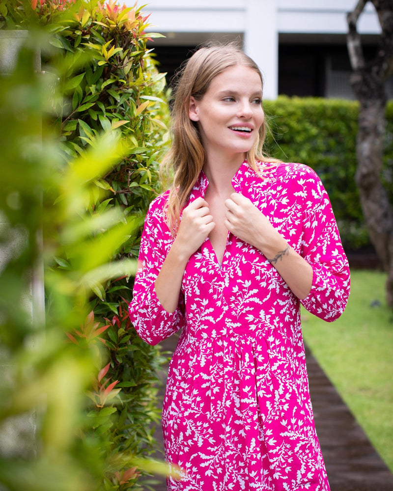 Sicily Dress - Fuchsia Exotic Fern