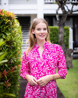Sicily Dress - Fuchsia Exotic Fern