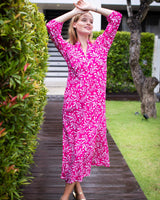 Sicily Dress - Fuchsia Exotic Fern