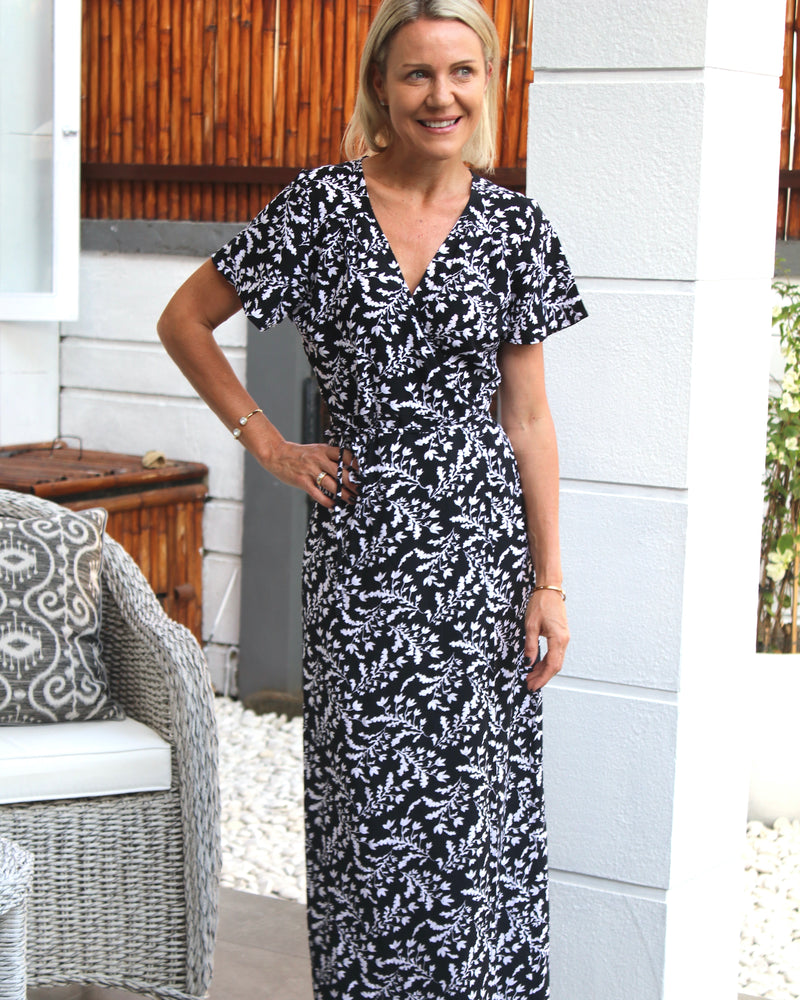 Sloane Dress - Black Exotic Fern