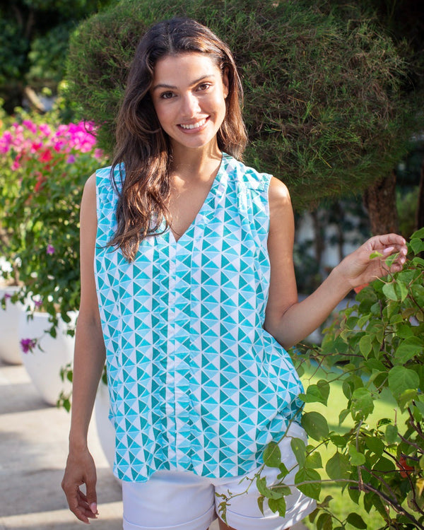 Solo Top - Turquoise Triangle
