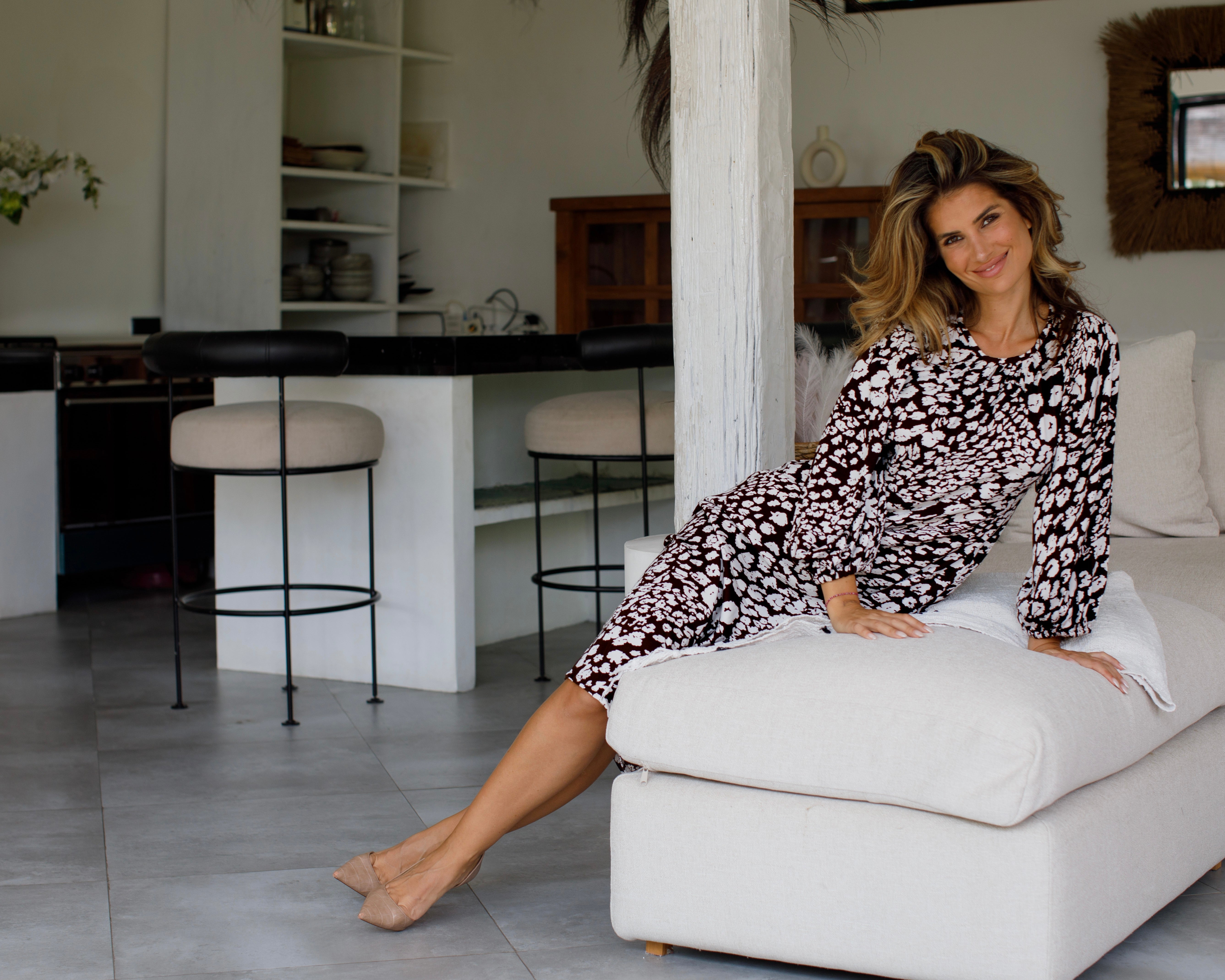 Tabby Dress - Coffee Leopard Bamboo