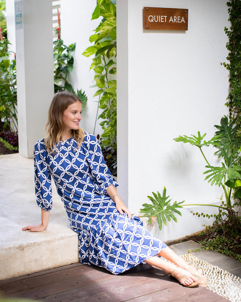 Tabitha Dress - Midnight Blue Large Olympic Circle