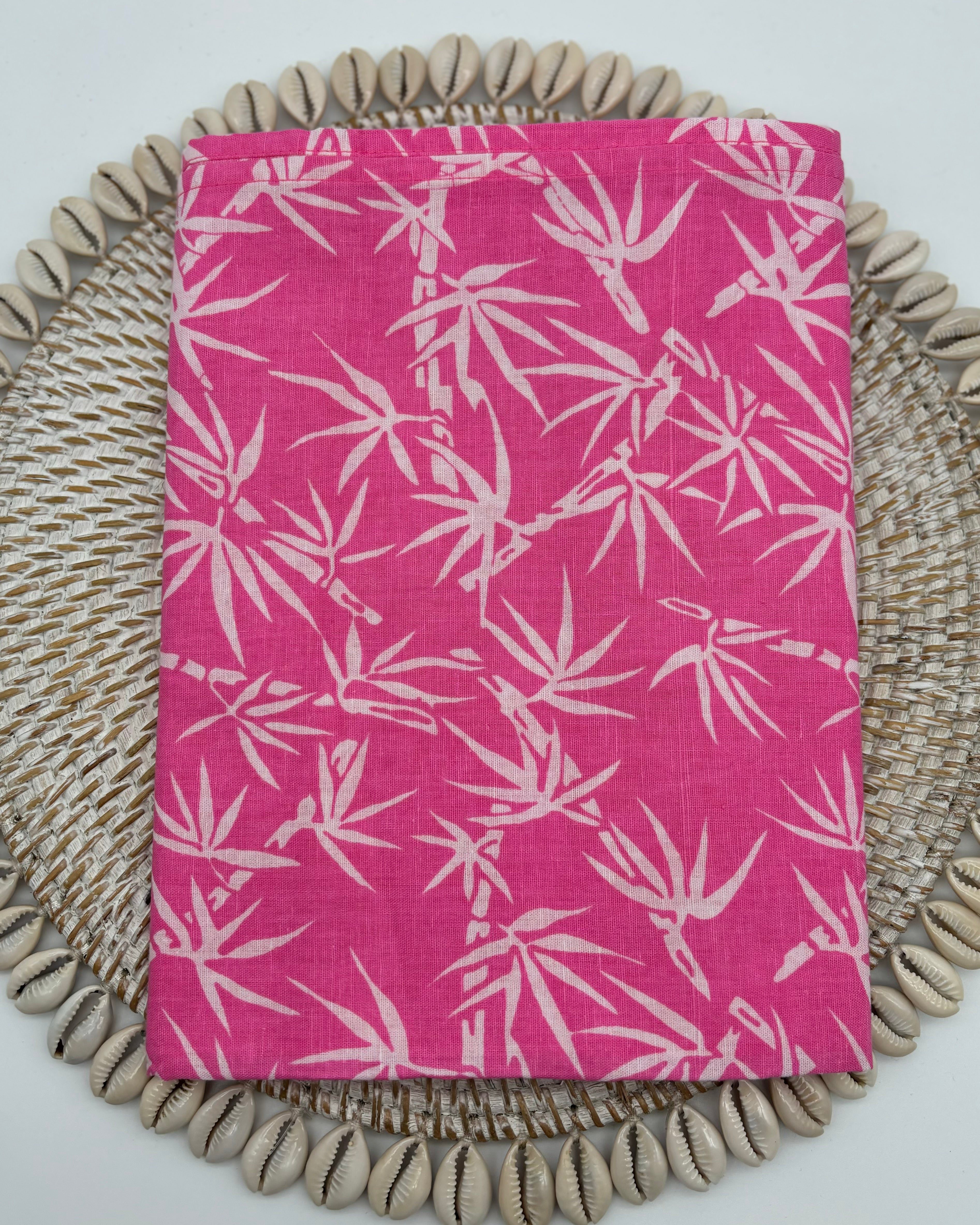 Table Runner - White Bamboo On Pink