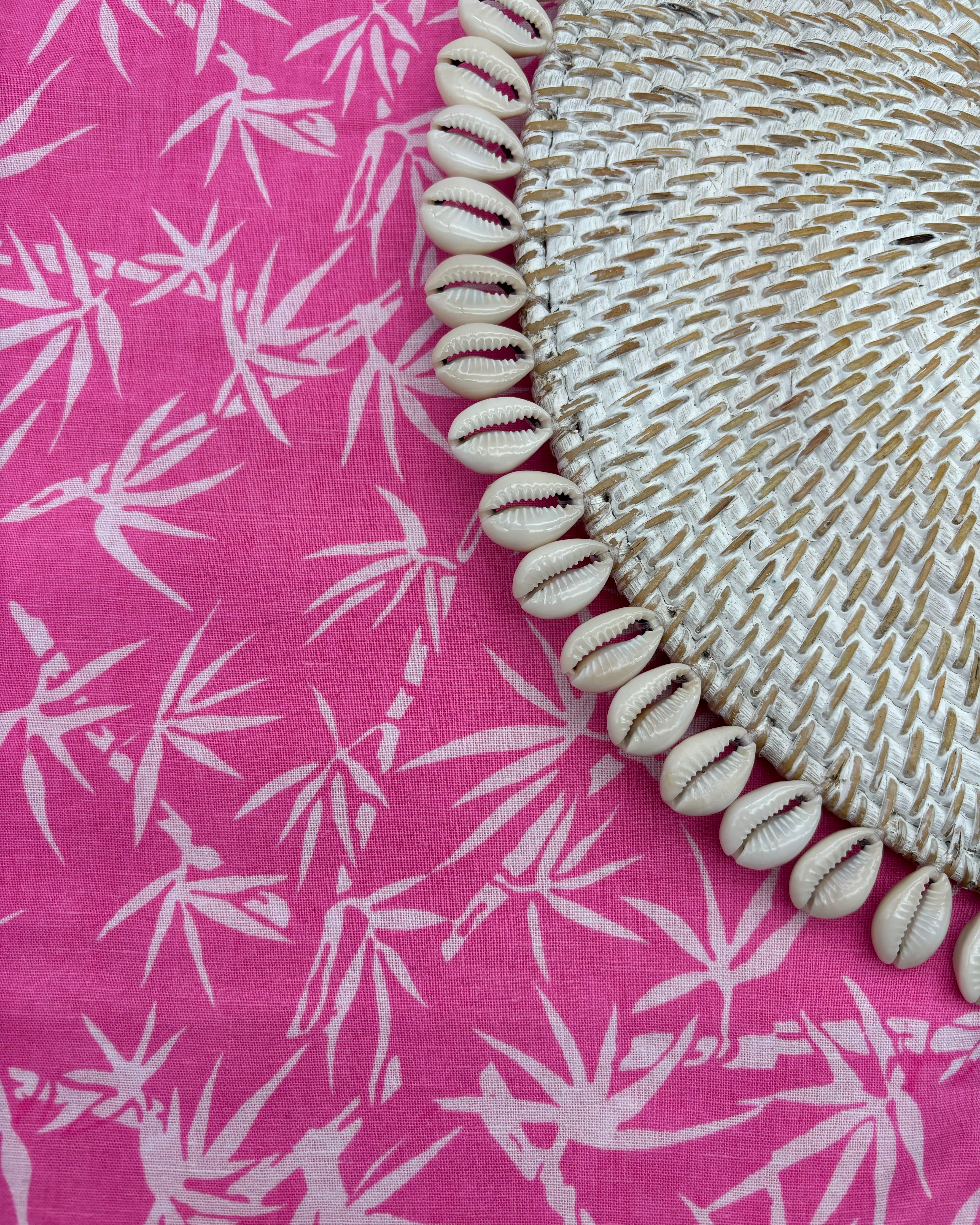 Table Runner - White Bamboo On Pink