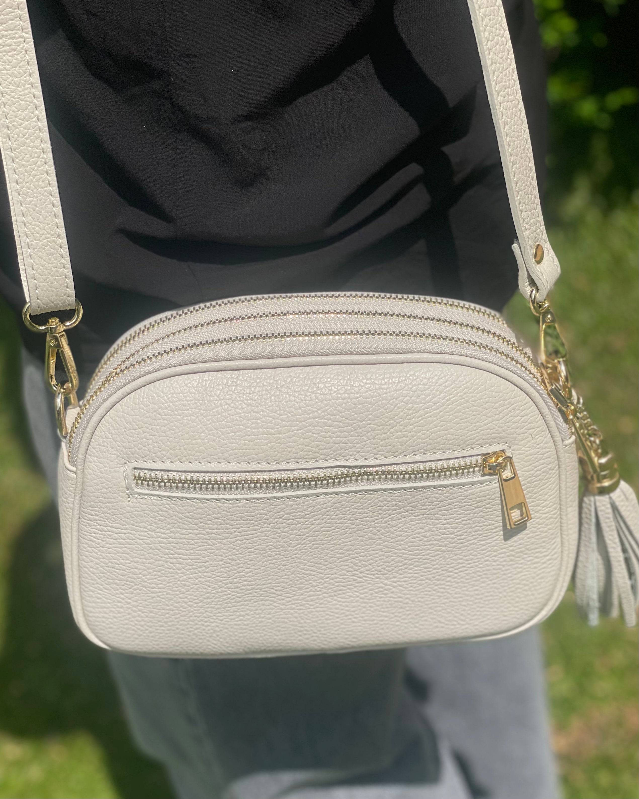Torino Triple Zipper Bag - Cream