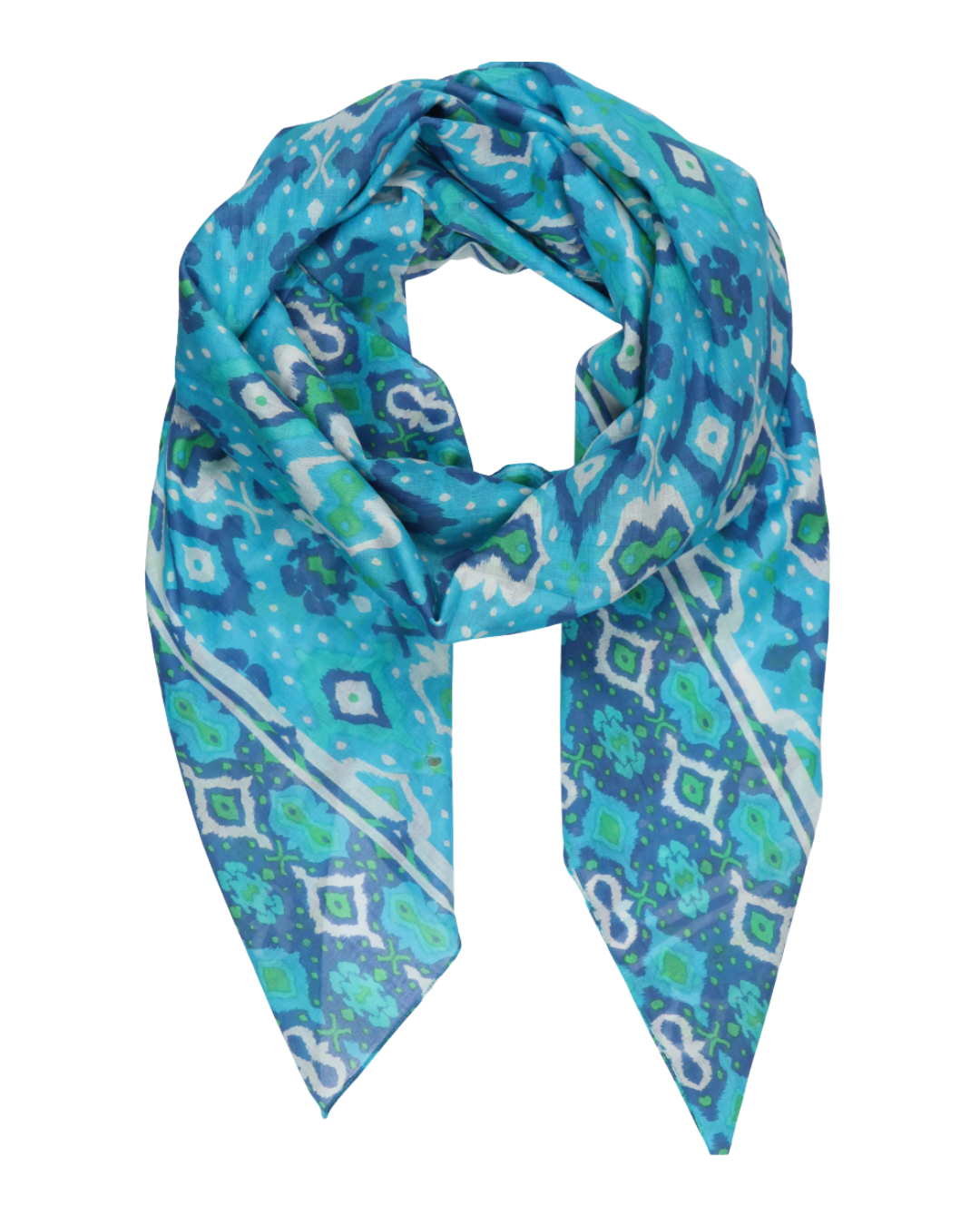 Blue/Green Ikat Diamond  Scarf