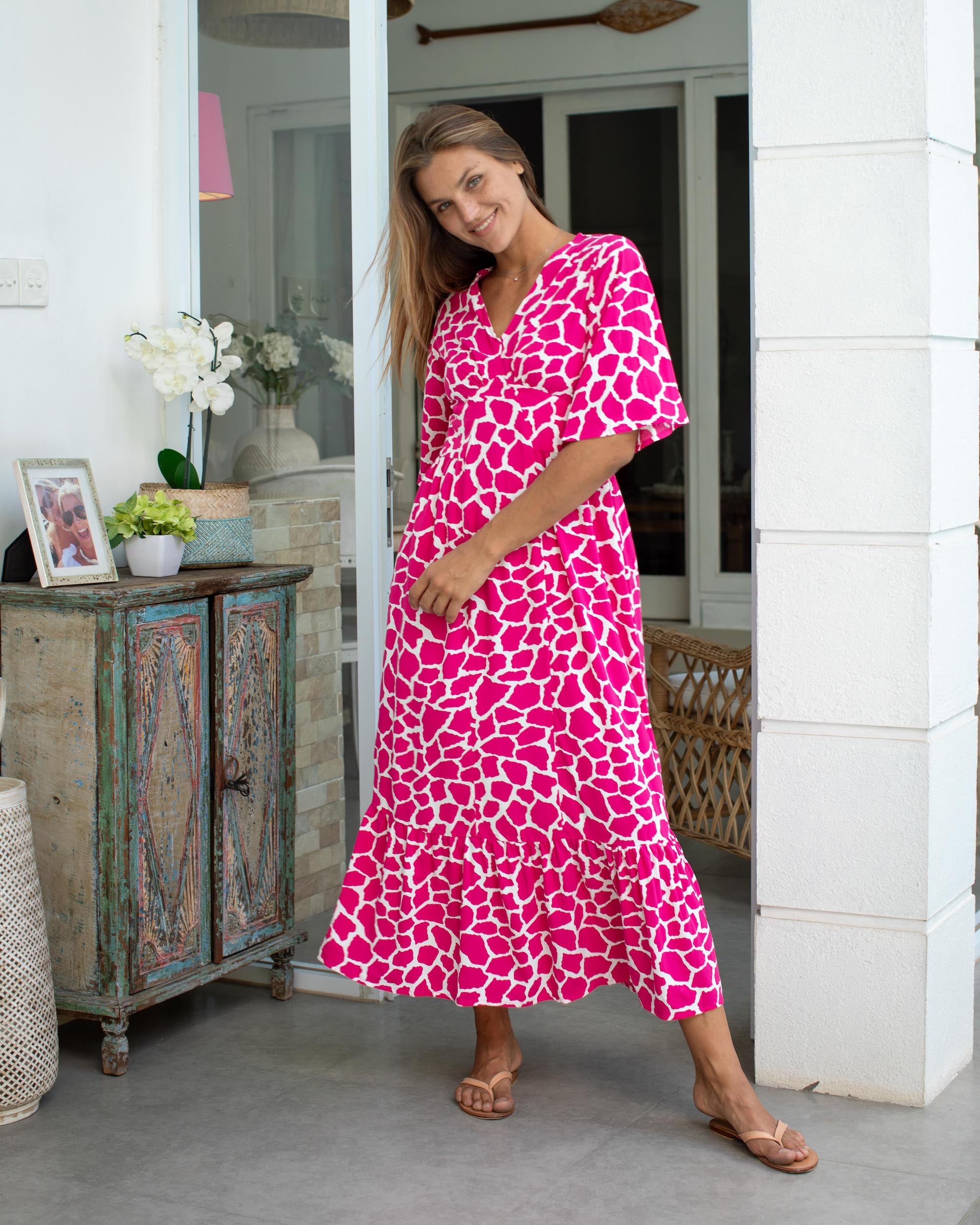 Willa Dress - Fuchsia Giraffe