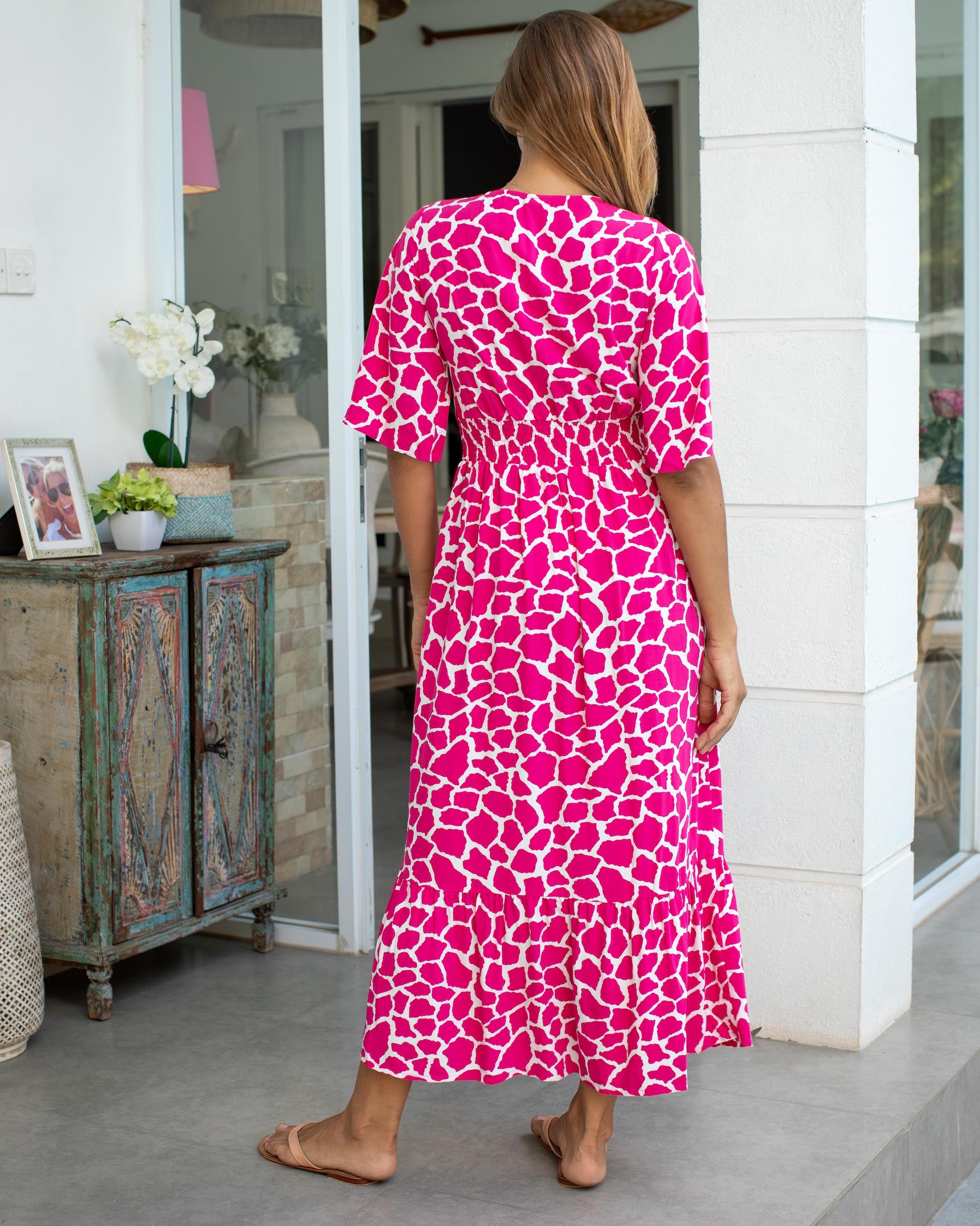 Willa Dress - Fuchsia Giraffe