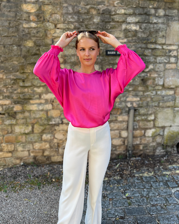 Gabrielle Satin Top - Fuchsia